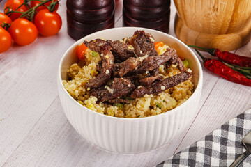 Traditional couscous with beef and vegetables