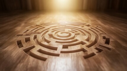 Intricate Wooden Labyrinth A Circular Maze Puzzle