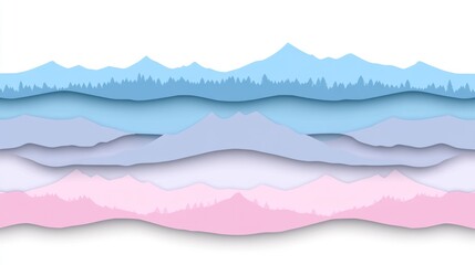 Obraz premium Layered Pastel Mountainscape Paper Art Design