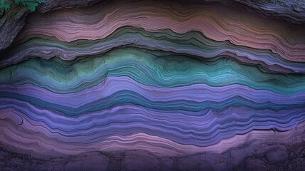 Fototapeta premium Layered Rock Formation, Hues of Purple and Teal