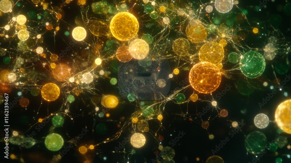 Poster luminous neural network abstract cellular structure