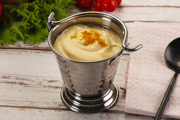 Gourmet cheese soup in the bowl