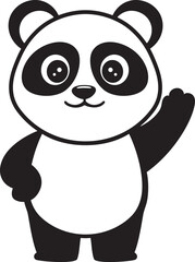Panda Waving Hello on a white background.