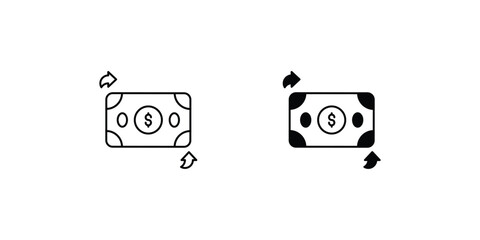 Cash Flow set icon with white background vector stock illustration