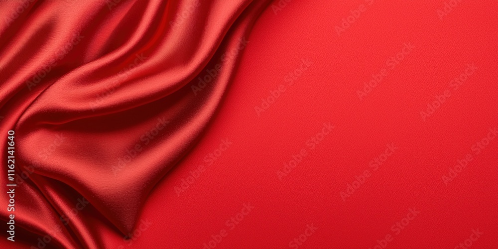 Poster valentine spark concept. luxurious red fabric with smooth draping and rich texture.