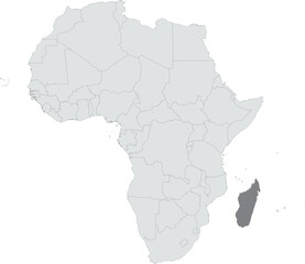Detailed national location map of MADAGASCAR within the great continent of Africa