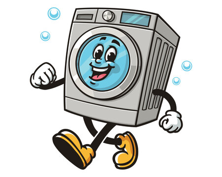 recommend clip art: walking Washing Machine Cartoon Character Mascot Illustration Vector Clip-art Hand-drawn Logo Design