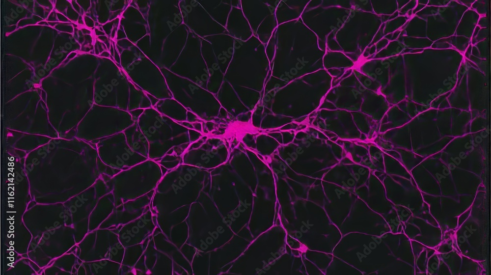 Poster microscopic view of pink neuron network structure