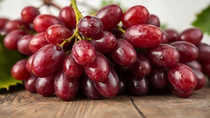 Fototapeta premium Fresh grapes, a cluster of plump red grapes with a natural gloss, soft diffused lighting enhances the subtle gradient 