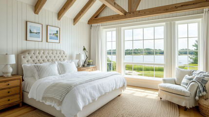 Chambre paisible de style New England sur une île privée avec vue sur l'océan