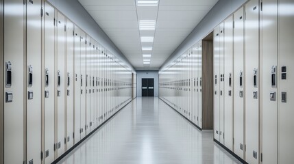 Fototapeta premium dressing room or corridor with lockers, AI generative 