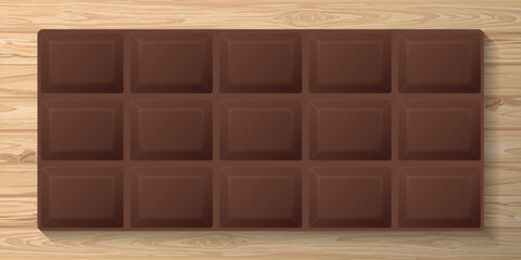 Chocolate bar on cut timber panels whitewashed texture background graphic illustration.