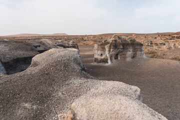 Mars look like geological formations in the volcanic landscape of Lanzarote, Canary Islands,...