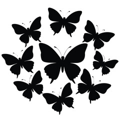 Silhouette butterfly bundle design illustration