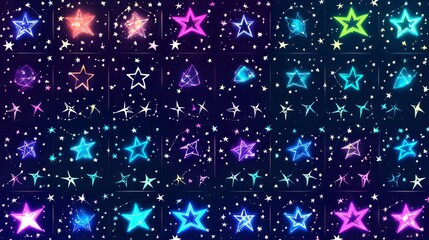 Neon Galaxy A Constellation of Sparkling Stars