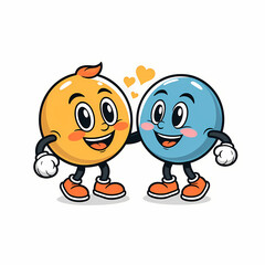 Obraz premium Happy emoji couple hugging cartoon style ner poster flyer 