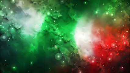 Obraz premium Galaxy background in green red and white