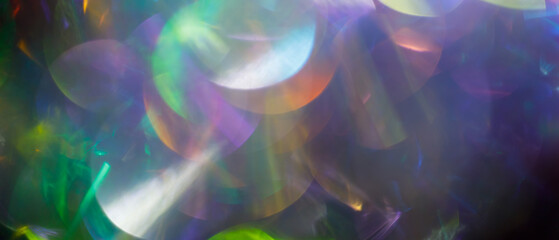 Abstract Surreal Background with Defocused Light and Flowing Holographic Gradient