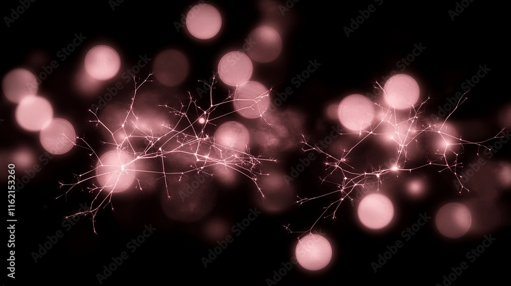 Poster neural network structure illuminated bokeh background