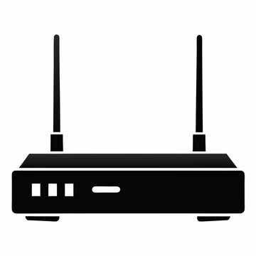 black wifi router with antennas clip art preview