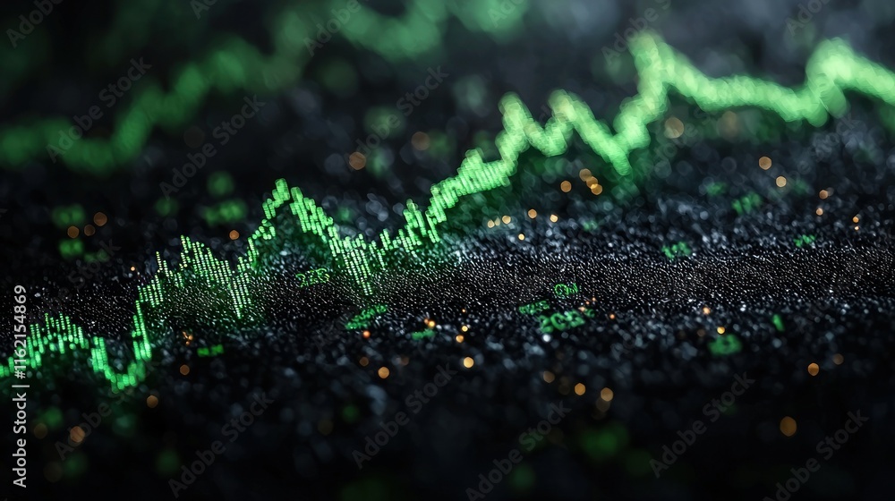 Poster abstract digital representation of data trends.