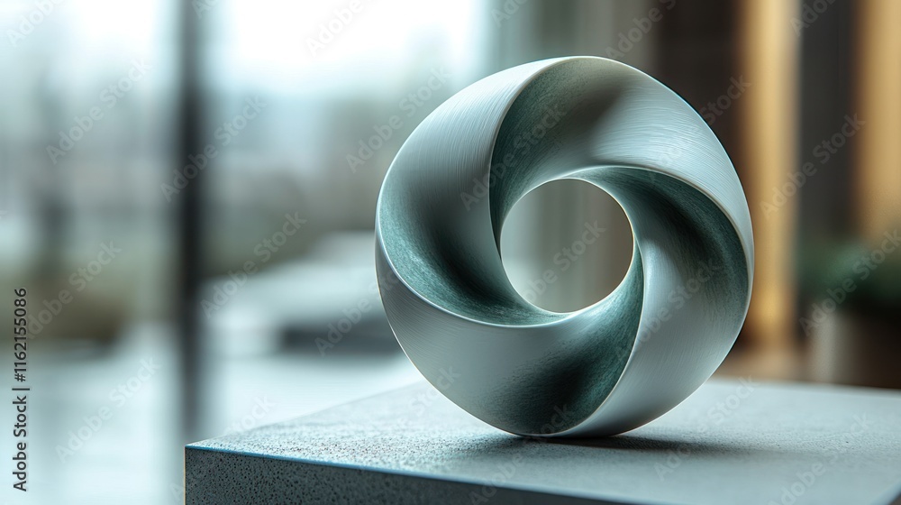 Aufkleber abstract spiral sculpture on a surface with a blurred background.