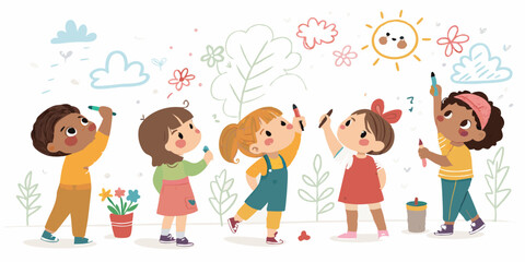 Fototapeta premium Ai generate creative kids painting day playground illustration outdoor childlike joy