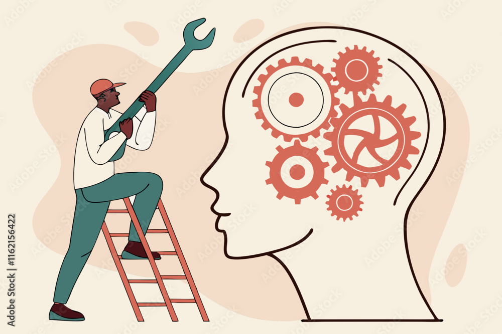 Aufkleber ai generated insights mechanisms of thought creative mind workshop tech hub artistic environment clo