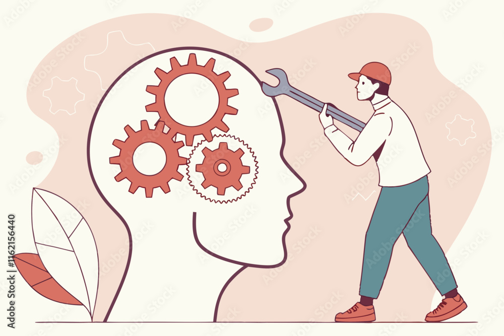 Poster ai generates mindset mechanisms understanding mental gears in a modern environment