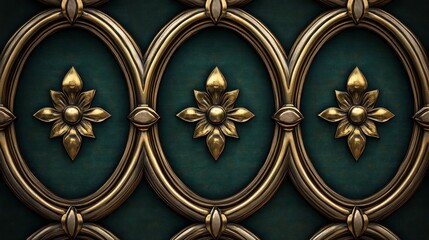 Ornate Gold and Teal Decorative Panel Design