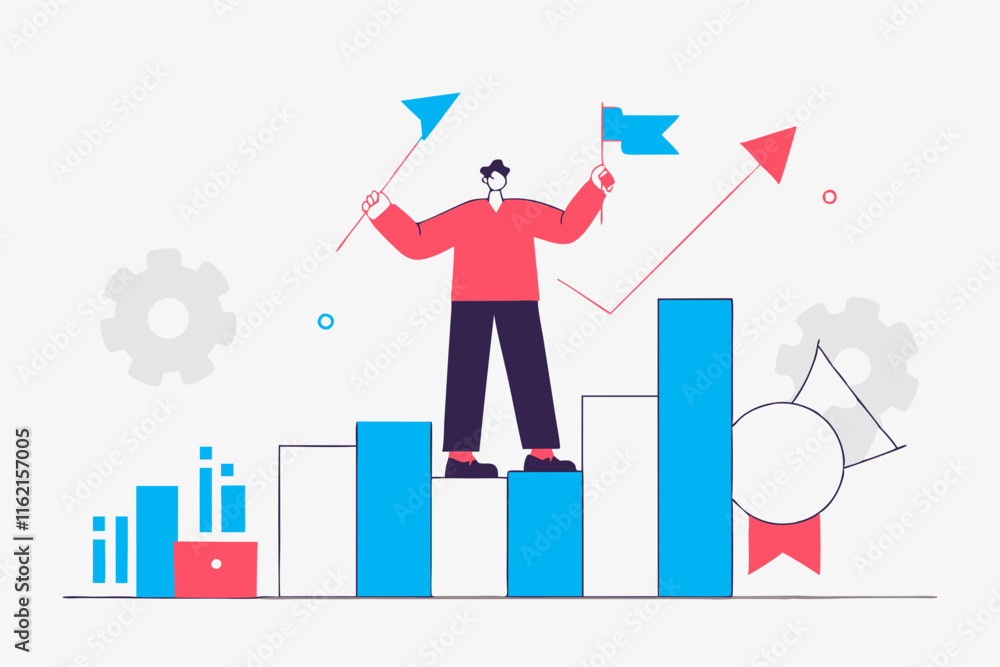 Aufkleber ai generate business growth strategies office setting infographic modern workspace high angle innova