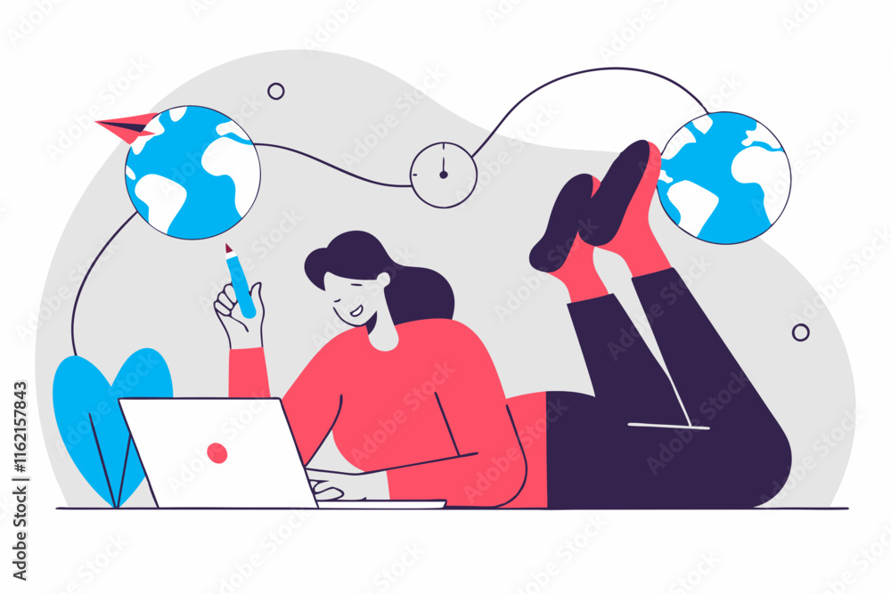 Poster ai-generated insights into remote work a creative approach to global collaboration digital space mod