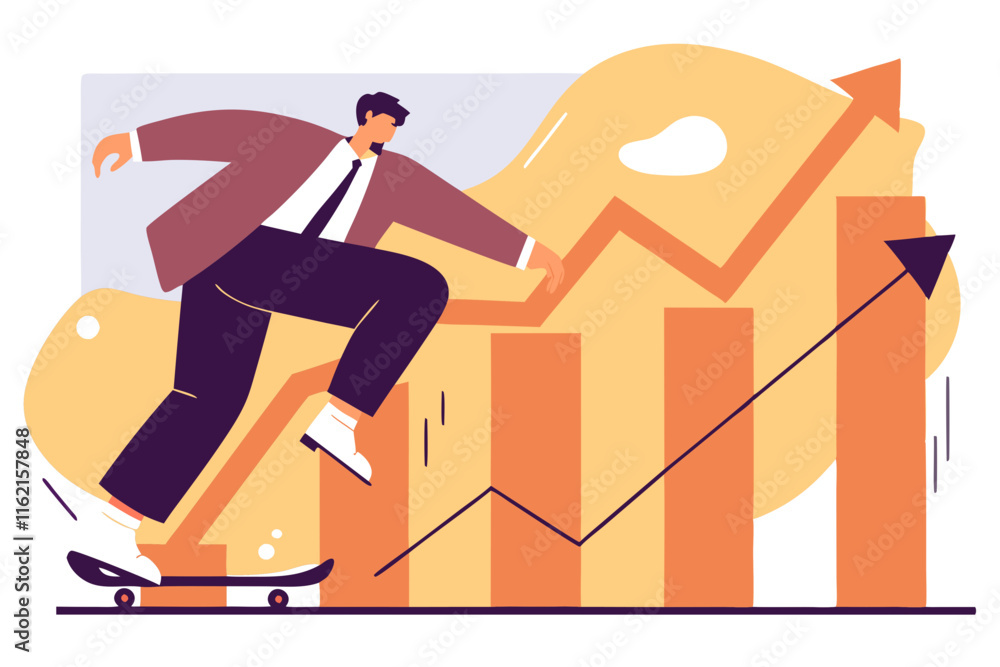 Poster ai generates business growth insights skateboarding into success with data analysis