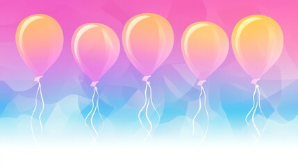 Pastel Balloons Floating on Gradient Background