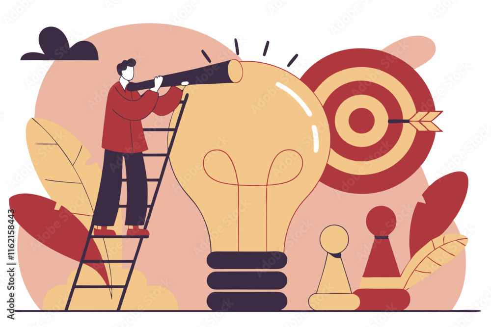 Poster ai generates creative ideas exploring concepts with a telescope digital art indoor setting innovatio