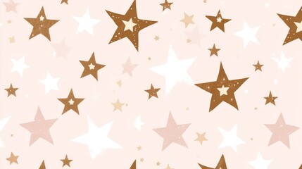 Pastel Brown Starry Sky Seamless Pattern Design