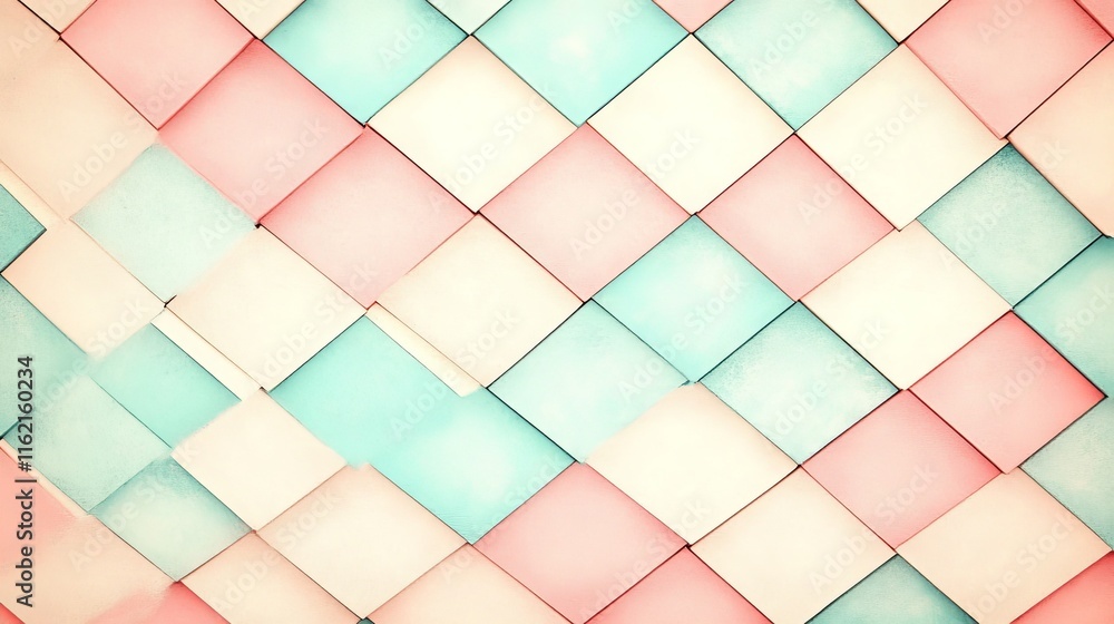 Poster pastel cube mosaic abstract geometric pattern