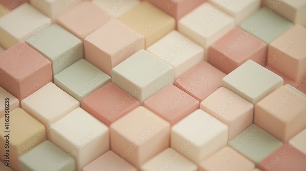 Poster pastel cube mosaic abstract geometric pattern design