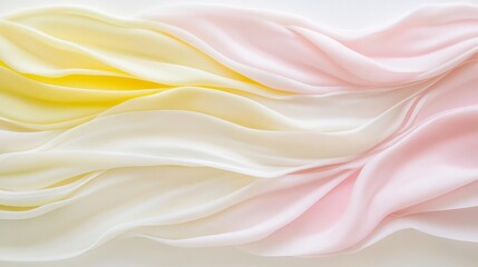 Obraz premium Pastel Draped Fabric Soft Yellow Pink Waves