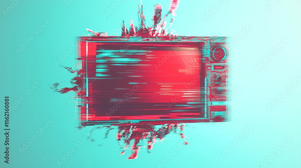 Poster glitching vintage tv signal, an abstract display of flickering interference, reminiscent of analog s