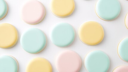 Pastel Macarons Pattern on White Background