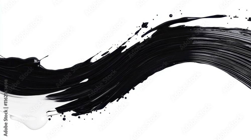 Aufkleber dynamic black and white paint splash transition, fluid brush strokes creating an abstract background