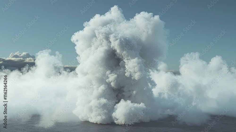 Poster mysterious fog and smoke landscape, a serene backdrop enveloped in soft mist, creating an ethereal a