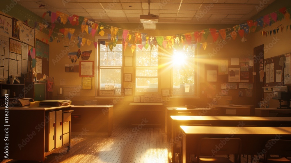Poster creative student-centered classroom with soft light