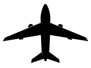 airplane black silhouette vector, Simple silhouette Design vector icon with white background	