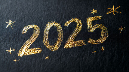 2025 golden numbers, golden pigment 2025 new year glittering golden metallic color greeting card greeting illustration