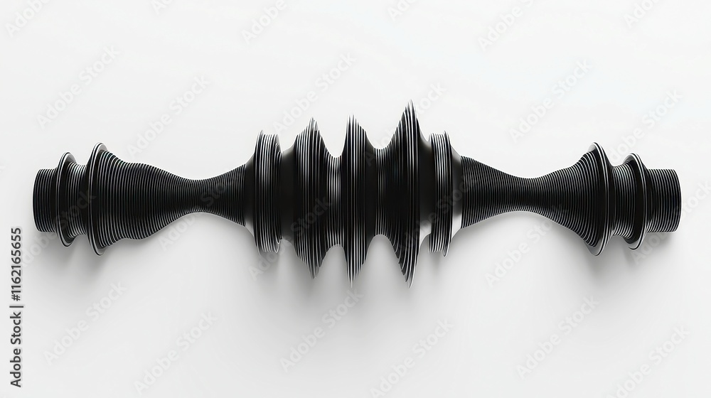 Poster dynamic black sound waves, flowing rhythmically in an animated display, creating a captivating visua