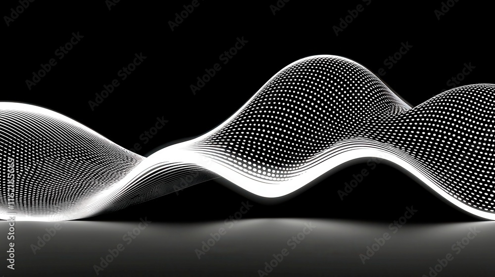 Poster dynamic black sound waves animation, fluid motion, rhythmic undulations, captivating visual represen