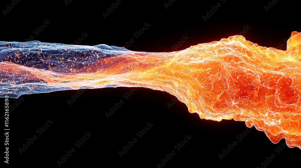 Poster abstract flames dance in slow motion, vibrant hues of orange and red swirling together, creating an 