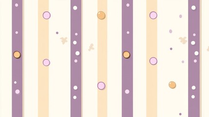Pastel Striped Background with Colorful Dots and Butterflies